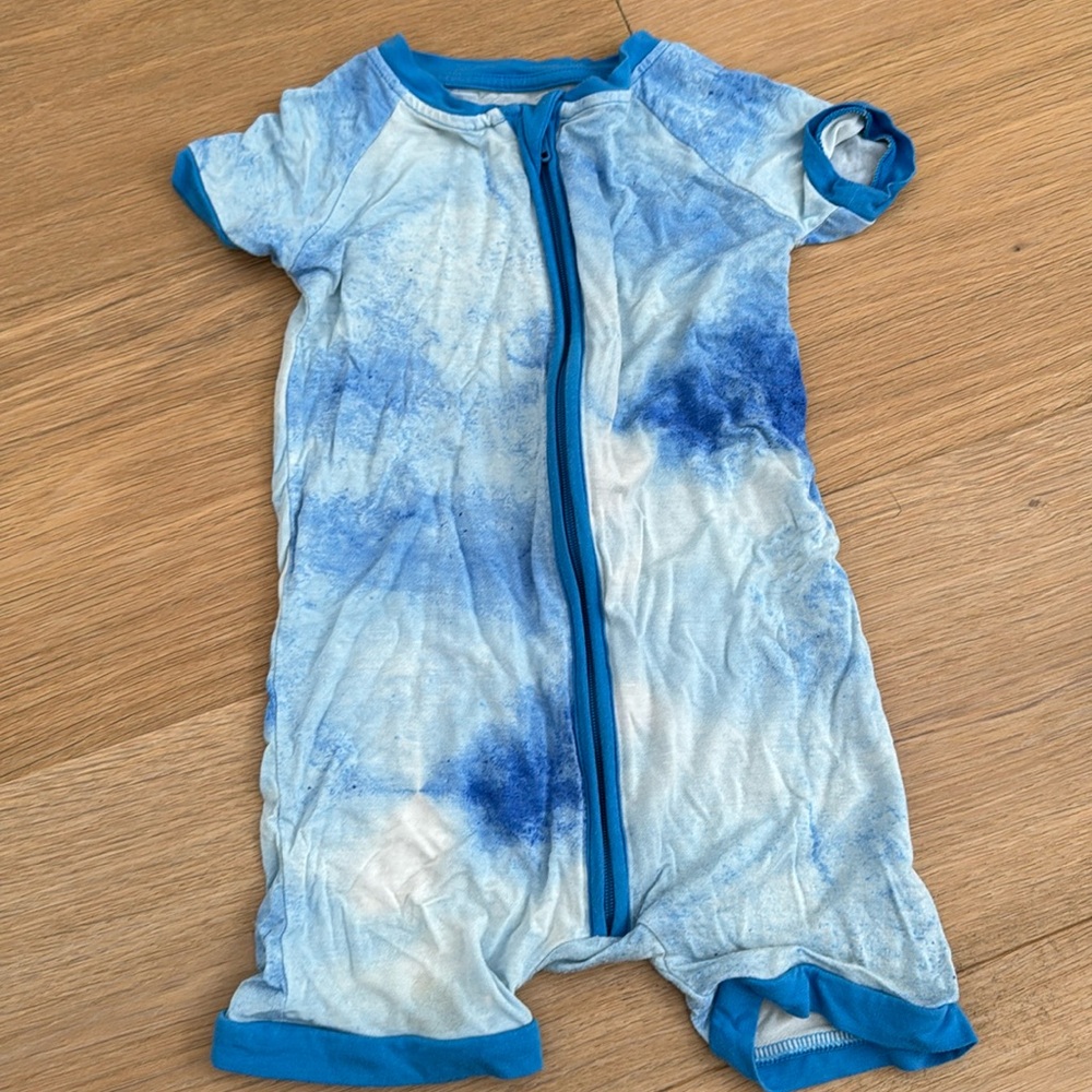 Little Sleepies blue tie dye shortie zippy romper